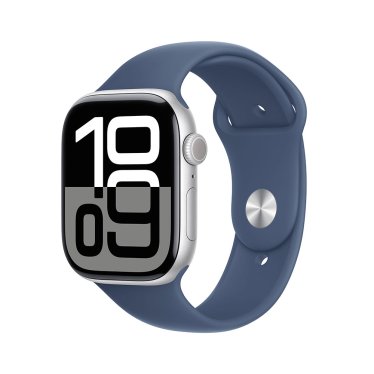 Apple Watch S10 - 46mm - Silver Aluminium - Denim Sport Band - M/L (160-210mm)