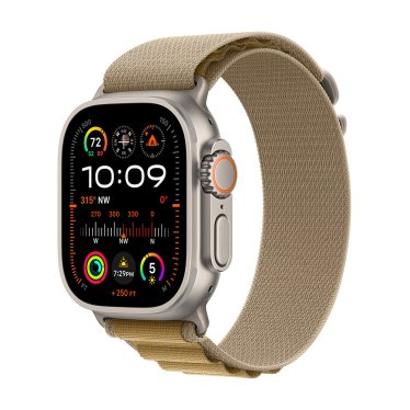 !Apple Watch Ultra 2 - 49mm - Natural Titanium - Tan Alpine Loop - (S) (130-160mm)