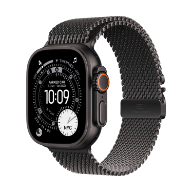 Apple Watch Ultra 3 - 49mm - Black Titanium - Black Titanium Milanese Loop - Small