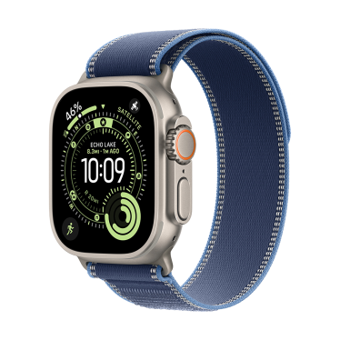 Apple Watch Ultra 3 - 49mm - Natural Titanium - Blue/Bright Blue Trail Loop - M/L