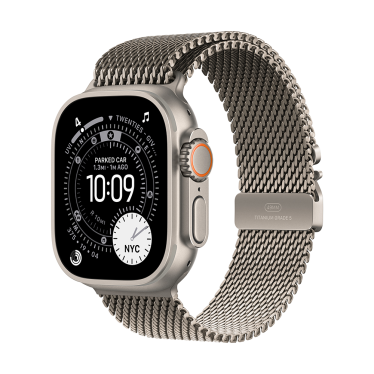 Apple Watch Ultra 3 - 49mm - Natural Titanium - Natural Titanium Milanese Loop - Medium