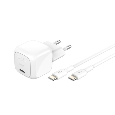 Belkin 30w USB-C PPS Wall Charger + USB-C Cable - White%