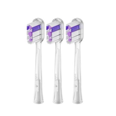 Laifen Wave Toothbrush Heads - Ultra-Whitening Cushioned Brush - 3 pack - Transparent