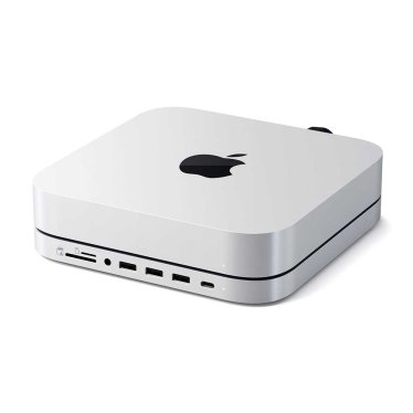 Satechi Aluminum Mac Mini (2020 - 2023) / Studio (2022 - 2025) Stand Hub - Silver - NVMe/ M.2 SATA SSD slot