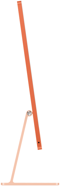Zijaanzicht van oranje iMac