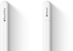 Apple Pencil Pro en Apple Pencil (USB‑C) naast elkaar